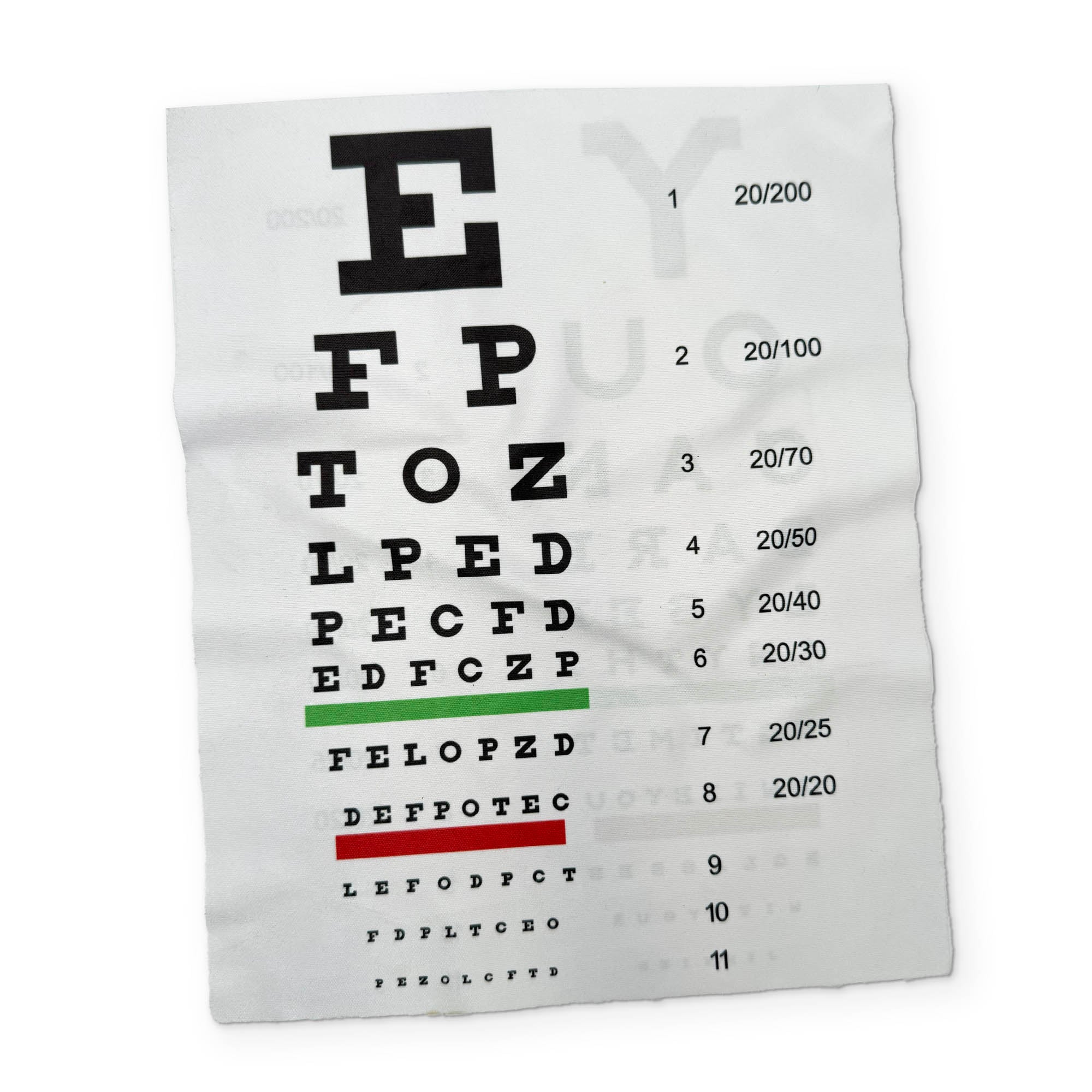 AN EYE CHART YOU CAN CLEAN YOUR GLASSES WITH