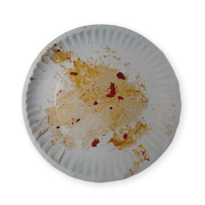 A DIRTY PAPER PLATE YOU CAN CLEAN YOUR GLASSES WITH