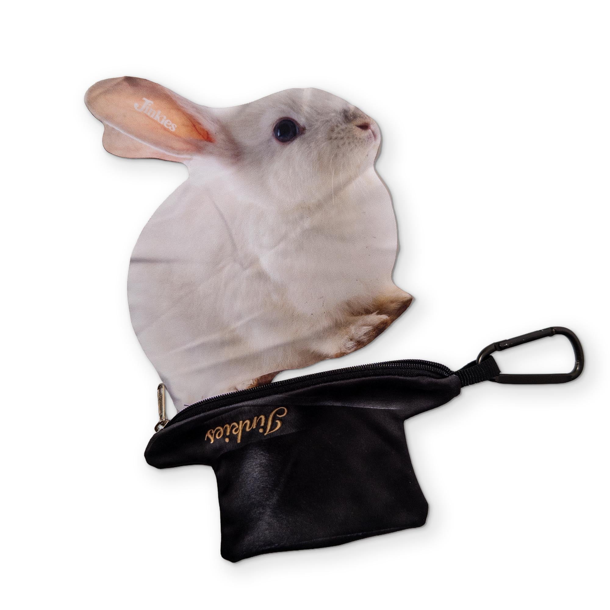 A TOP HAT POUCH WITH RABBIT CLEANING CLOTH INSIDE